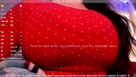 Snapshot of ayanadelatorre chatting on October 24, 10:54 pm Ayana Delatorre online show from October 24, 10:54 pm